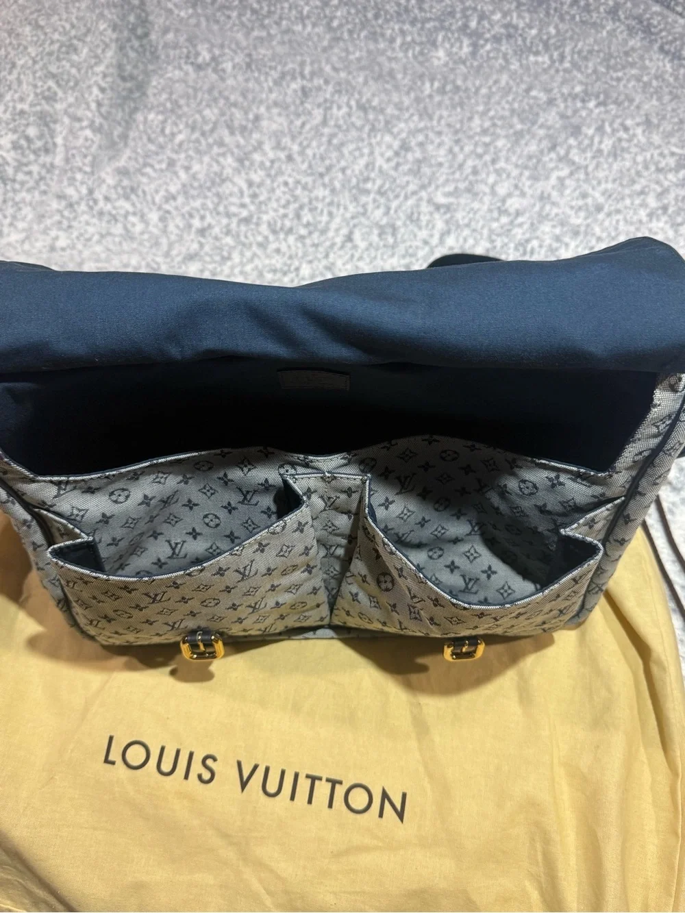 Louis Vuitton Gray Monogram Messenger with Black Straps